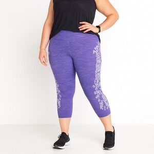 R8 Activewear Womens XL Purple Heathered Reflective Capris Leggings Athletic